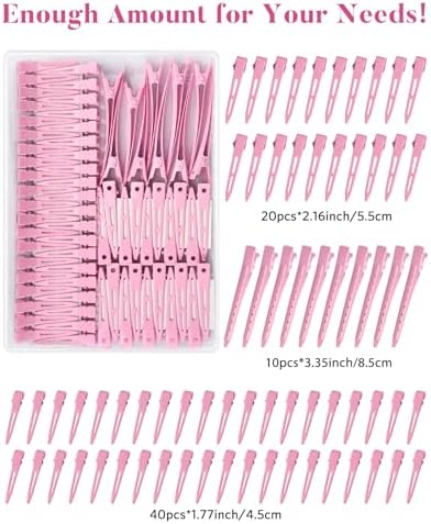 MORGLES 70Pcs Hair Clips Pink with 2 Rat Tail Combs & Case for Styling - Image 4