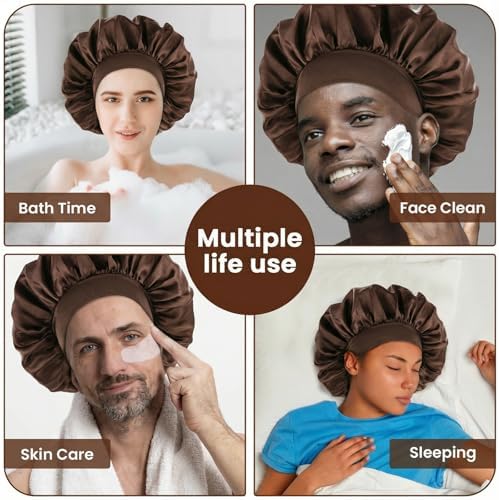 WLLHYF Silk Bonnet for Men, Satin Bonnet Elastic Band Silk Sleep Cap Soft Adjustable Hair Cap Hair Wrap for Women Sleeping - Image 5