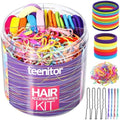 Teenitor Colorful Hair Accessories Kit for Woman Girls 500pcs Elastic Hair Bands 30pcs Ponytail Holders, Seamless Thick Hair Bands, 40pcs Bobby Pins Colorful by PERFECTYOURBEAUTY