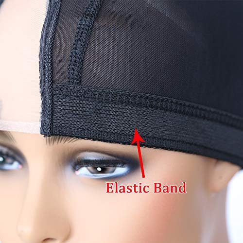 BTWTRY Stretch 1.3x3inch U Part Wig Cap with MONO Lace Dome Wig Caps for Making Wigs Elastic Band around Weft Wig Cap 2pcs Black Color Mesh Dome Weaving Wig Cap (2 Pcs, 0014) - Image 6
