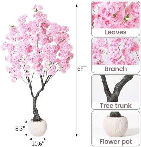 6FT Tall Artificial Cherry Blossom Tree - Image 2