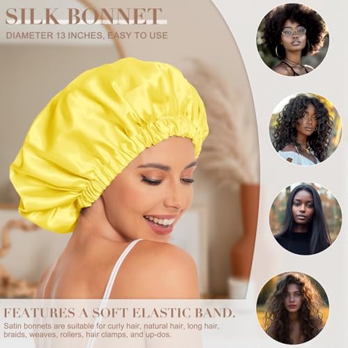 Edoneery Satin Bonnet for Sleeping Women, Double Layer Curly Hair Cap - Image 3