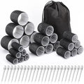 Hair Curlers Set with 24 Rollers (6 Jumbo, 6 Large, 6 Medium, 6 Small) and 24 Clips for All Hair Lengths (Black) by shynek