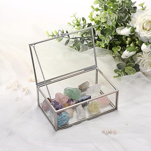 Hipiwe Vintage Glass Keepsake Box Small Jewelry Display Case Lidded Box - Image 4