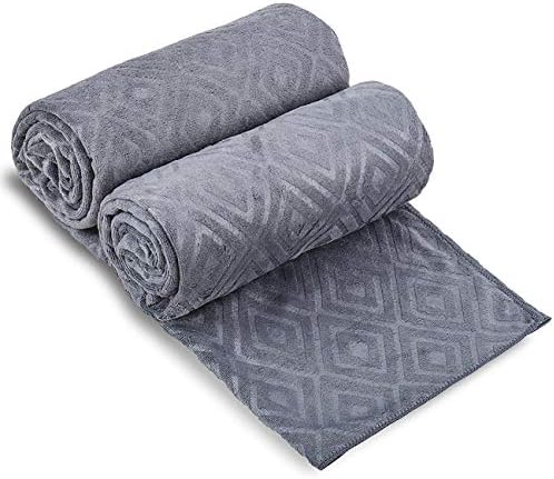 JML Microfiber Bath Towels Set of 2, 30" x 60", Grey Diamond by JML