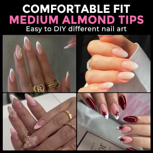 UNA GELLA Almond Nail Tips Medium 216pcs X-Soft Gel Press On Nails - Image 4