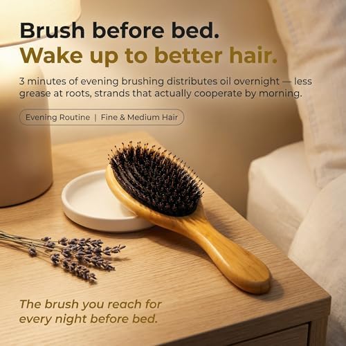 Boar Bristle Hair Brush for Fine and Thin Hair, Women - Image 3
