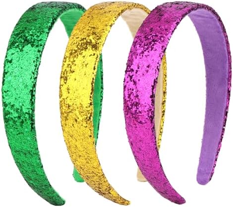 Headbands for Girls, 3 Pack Mardi Gras Glitter Girls Headbands by Uintoon
