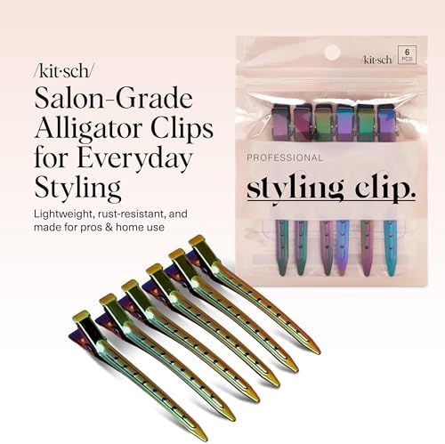 Kitsch Professional Alligator Clips for Hair Styling - Iridescent, 6 Pcs - Image 2