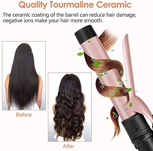 6-in-1 Curling Iron, Professional Instant Heat Up Hair Curling Wand Set with 6 Interchangeable Ceramic Barrels (0.35'' to 1.25'') and 2 Temperature Adjustments, Heat Protective Glove & 2 Clips - Image 4