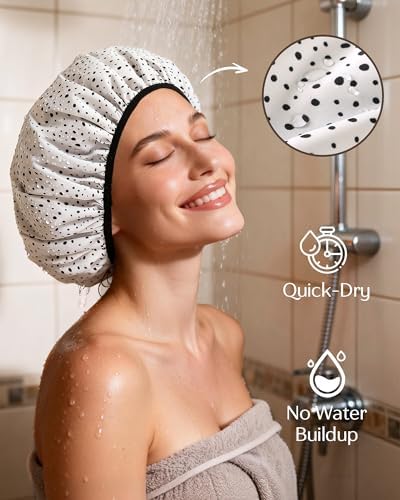 Yanibest Frizz Free Satin Lined Shower Cap with Soft Elastic Band - Image 4