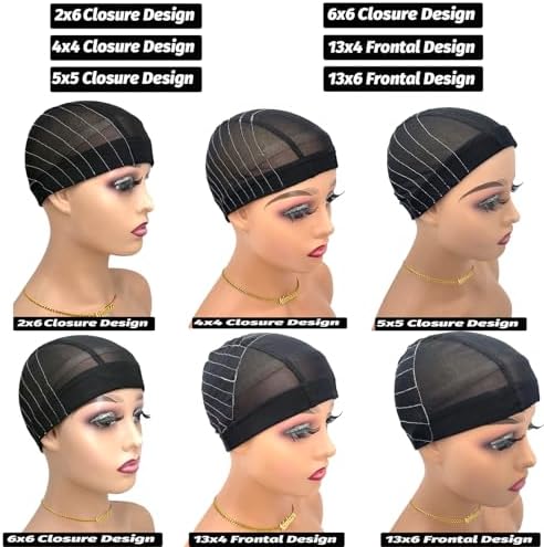 Wig Cap with Guideline Map for Wig Making, Stretchable Mesh Dome Caps with 1 Elastic Band and 4 Combs for Beginners Sewing Wig (Small: 19"-20", 6 * 6 Closure) - Image 5