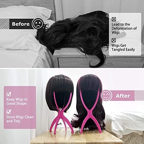 Dreamlover Wig Stand, Wig Holder, 3 Pack, Hot Pink, 14.2 Inches - Image 4