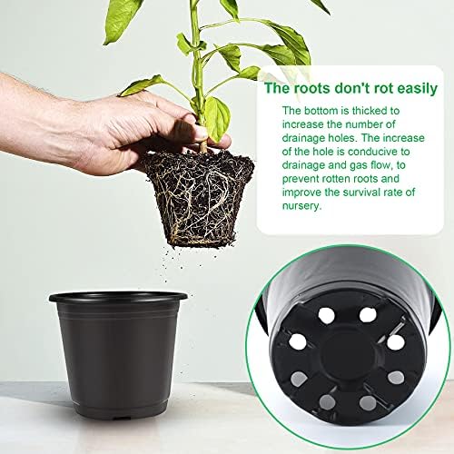 Augshy 150 Pcs 4" Black Plastic Plants Nursery Pot,Seed Starting Pots - Image 4