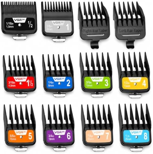 VGRPRO Clipper Guards, 12-Piece Color Coded Guide Combs for Most Clippers by VGRPRO