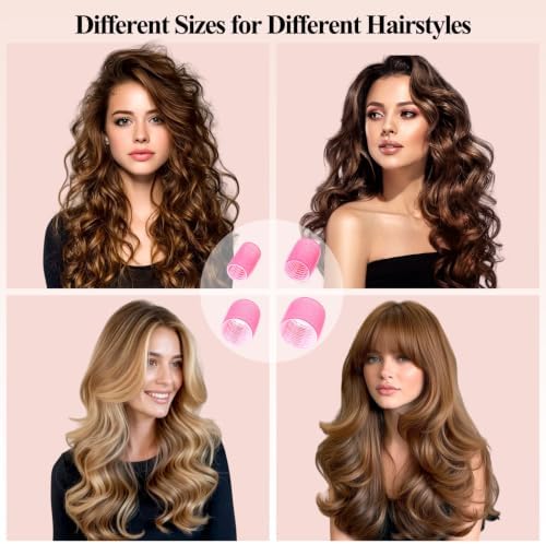 51PCS Self Grip Hair Rollers for Women, 24 Piece Heatless Curlers with Clips, 4 Sizes Jumbo Rollers (2.5", 2", 1.5", 1") for Long, Medium & Short Hair, No Heat Curling Kit for Volume & Bangs Styling - Image 4