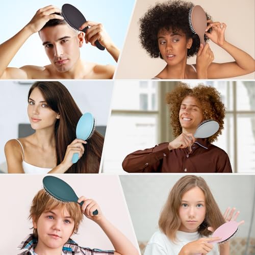 Boar Bristles Hair Brush for Women and Men, Detangling Hair Brush for Smoothing Massage Add Shine, Nylon&Boar Bristles Detangler brush for Hair Healthy (1 Pack-Grey) - Image 7