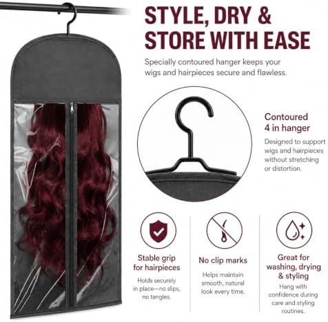 16 Pack Hair Extension Holder with Hanger - Dust-Proof Wig Storage Bag for Human Hair & Synthetic Hairpieces - Protective Travel Case for Styling & Organizing, Fits up to 23 Inches - Image 4