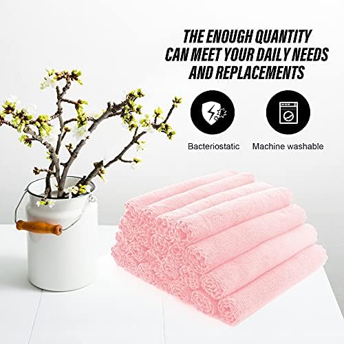 MOONQUEEN Ultra Soft Premium Washcloths Set - 12 x 12 inches - 24 Pack - Quick Drying - Highly Absorbent Coral Velvet Bathroom Wash Clothes - Use as Bath, Spa, Facial, Fingertip Towel (Pink) - Image 5
