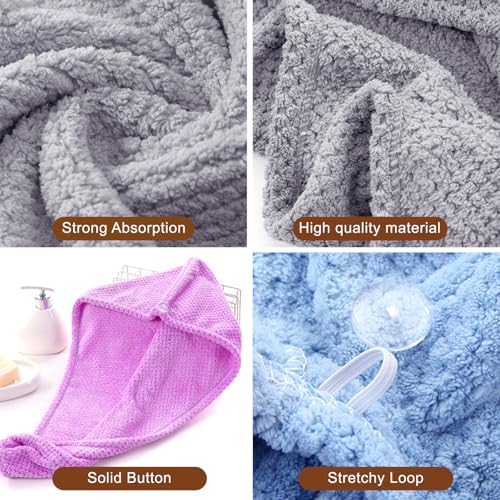 Soft Microfiber Hair Drying Towel Wrap, 5 Pack Elastic Hair - Image 3