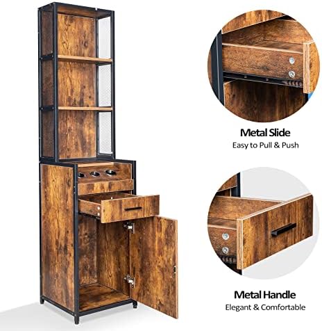 OmySalon Salon Station, Barber Stations with 3-Tier Storage Shelf, Hair Styling Cabinet with 1 Drawer, 1 Storage Cabinet, 3 Hot Tool Holders, Beauty Spa Equipment, Rustic Brown - Image 7