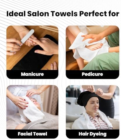 Avalon Towels Salon Towel - Black and White Hand Towels Bulk Pack of 24 - 100% Cotton Absorbent Spa, Facial & Gym Towel for Working Out - 16x27 Inches (Not Bleach Proof) - Image 5
