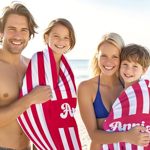 JML Personalized Beach Towel with Name, Custom Cabana Stripe Beach Towel, Customized Microfiber Pool Towel, Quick Dry & Absorbent Swim Towel for Adult,Mother's Day, Birthday, Summer Holiday,Vacation - Image 4