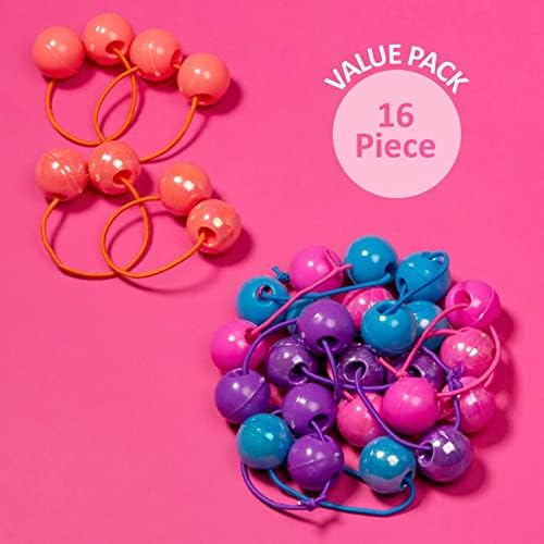 16pc Brightly Colored Ponytail Ball Hair Elastics -24mm Hair Ties for Kids - Image 6