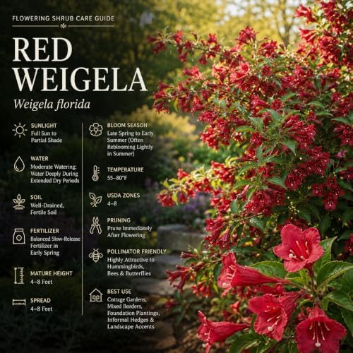 Red Weigela Live Plant, 4" Pot, Vigorous Flowering Shrub for Pollinator Gardens and Yards - Image 5