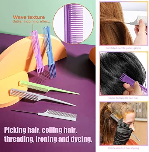 Oneleaf Hair Comb Stylists Professional Styling Comb Set Variety Pack Great for All Hair Types & Styles, Colorful - Image 3
