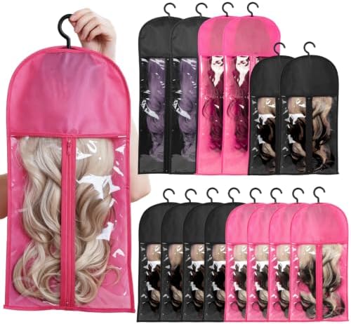 14PCS Wigs Storage Bags With Hanger, Dust-proof Wig Holder, Water-proof Wigs Rack & Organizer, Breathable Hair Extension Holder (14PCS Assorted Set in 2 Sizes & 2 Colors) by HOME