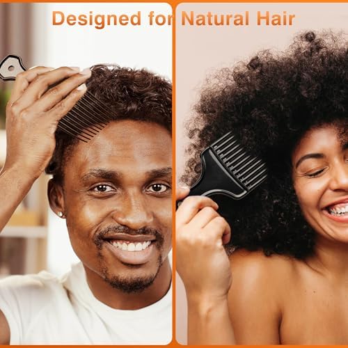 SALONSILK 5Pcs Combs for Men, Hair Pick Comb Set for Afro Black Mens Curls, Wide Tooth Medium Toothed Styling Dressing for Twist Detangler Natural Hair - Image 5