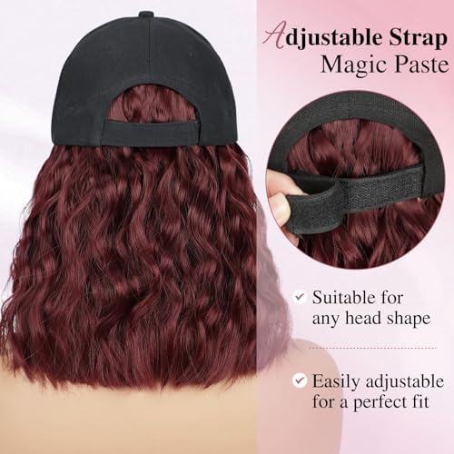 HANYUDIE Hat Wig for Women Wig Cap with Curly Hair Extensions Hat with Hair Wave Adjustable Baseball Cap Wigs - Image 5