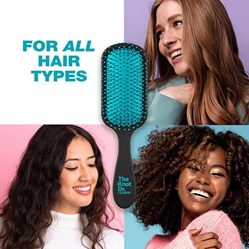 Conair The Knot Dr. hair brush - Pro Mini Detangler, Detangling, Heat Resistant, Irregular shape, Rubber, 1 Count, Black + Blue, All hair types, Unisex - Image 5