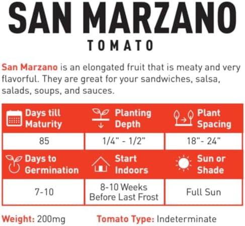Gardeners Basics, San Marzano Tomato Seeds for Planting Heirloom Non-GMO Seeds for Home Garden Vegetables Makes a Great Gift for Gardening - Image 7