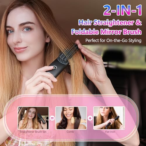 STUDLLY LCD Screen Cordless Hair Straightener & Curler 2 in 1, Black - Image 2