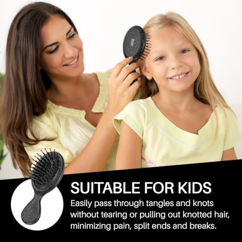 Mini Hair Brush for Women, Travel Size Hair Brush for Purse(Black with Dot) - Image 6
