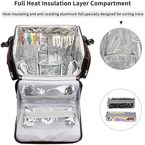 OCHEAL Large Makeup Train Case with 4 Travel Makeup Bags Set, Cosmetic Case for Hairstylist, Hairdresser Storage Bag with Detachable Pouch, Heat Insulation and Anti-Scalding Full Layer - Image 6