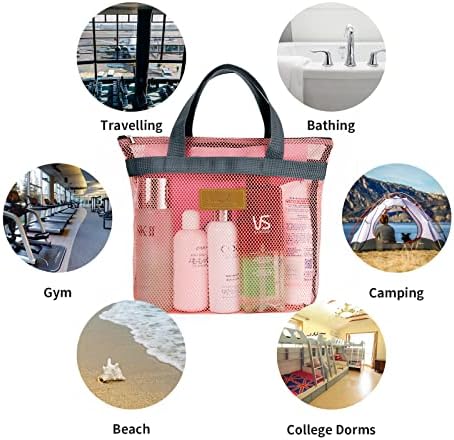 TOPASION Mesh Shower Caddy Bag Portable Hanging Toiletry and Bath Organizer with Zipper for Travel, Gym, Camping, College Dorms, Beach - Image 3