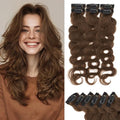 Rich Choices Clip In Hair Extension Real Human Hair-Wave/Curly 6 Pcs Single Clip Hairs Extension for Women-Invisible Mini Clips in Hairpieces for Thin Hairs-16 Inch #4 Medium Brown by RichChoices