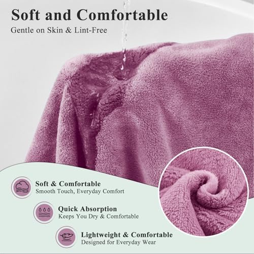 Women's Bath Towel Wrap with Hair Drying Towel Set – Purple - Image 4