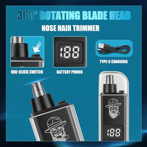 Hair Clippers for Men with LED Power Display, 4-Piece Professional Grooming Kit with Hair Clipper, Detail Trimmer, Foil Shaver & Nose Trimmer, Complete Cordless Set for Home Barber Use (Black) - Image 6