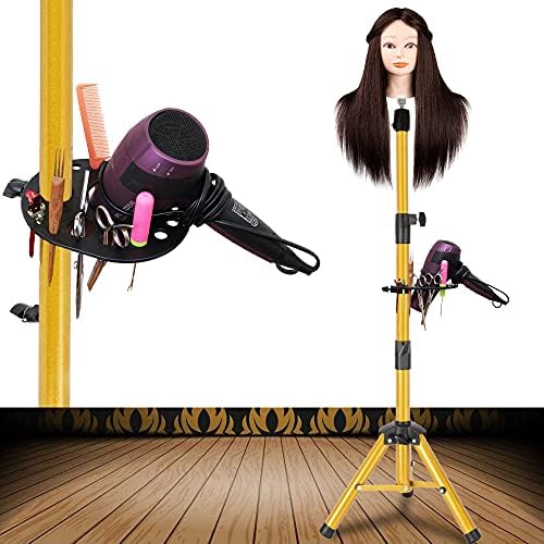 ZQIAN BEAUTY Heavy-duty Wig Stand Tripod, 55 Inch Metal Mannequin Head Stand Tripod For Hairdressing Training Head, Adjustable Wig Head Stand with Tool Tray (Golden, Mannequin Head Not Included) by ZQIANBEAUTY