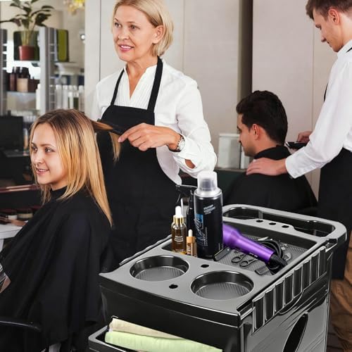 EBANKU Salon Beauty Rolling Trolley Cart Black Hair Salon Storage - Image 5