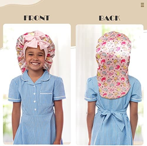 AWAYTR Kids Bonnets for Girls - Satin Long Hair Braid Bonnet for Sleeping - Image 6