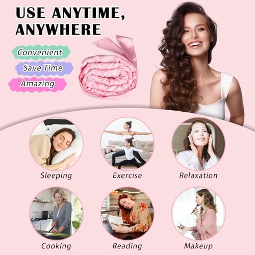 Gwabee Satin Heatless Curls Overnight Hair Curlers to Sleep In Hair Curler Rollers No Heat Hair Wrap for Curls Headband, 70" Satin Heatless Curling Rod Set for Women Long Waves Hair Volume -Pink 9PCS - Image 6
