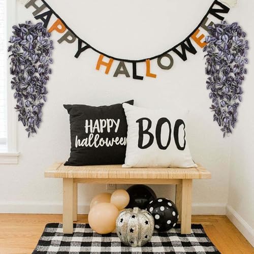 BLEUM CADE Fake Hanging Plants, 2pcs Artificial Hanging Plant, Faux Deep Purple Vines Hanging Plant for Wall Home Living Room Indoor Outdoor Halloween Decor (No Baskets) - Image 6