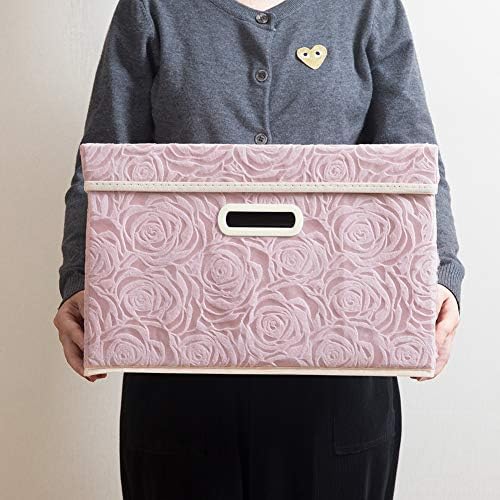 PRANDOM Collapsible Storage Boxes with Lids [5-Pack] Fabric Decorative Storage Bins Cubes Organizer Containers Baskets with Cover Handles Divider for Bedroom Closet Living Room Pink 14.9x9.8x9.8 Inch - Image 6