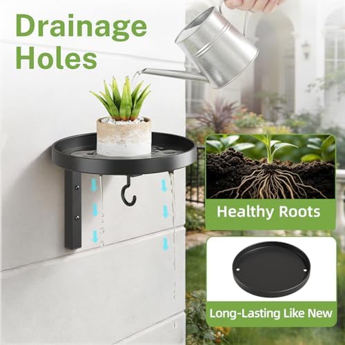 Plant Wall Hanger Set of 2 for Outdoor with Drain Hole, Black - Image 2