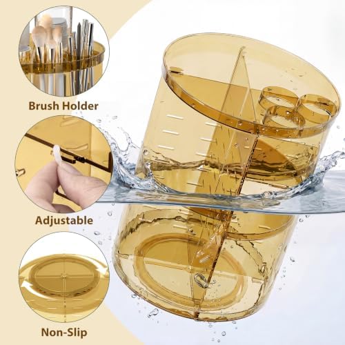 Jiavarry Rotating Makeup Organizer, Clear Gold, 8 Adjustable Height - Image 6